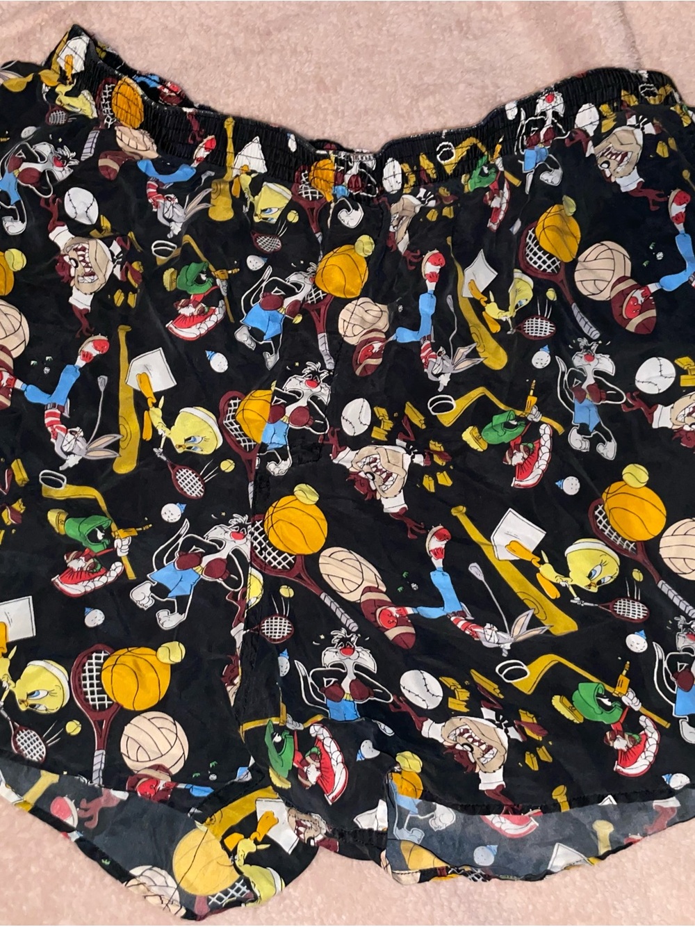 Warner Bros. Black Sports Character Shorts with Yellow Accents